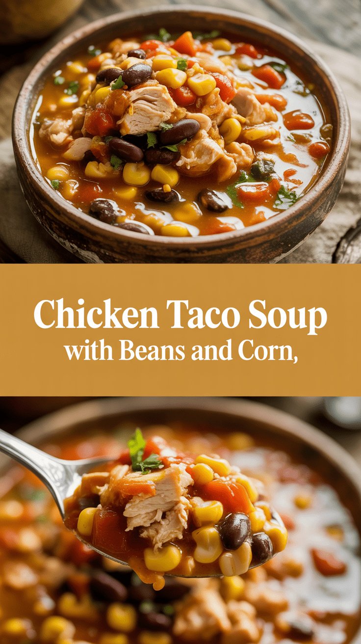 Chicken taco soup with beans and corn