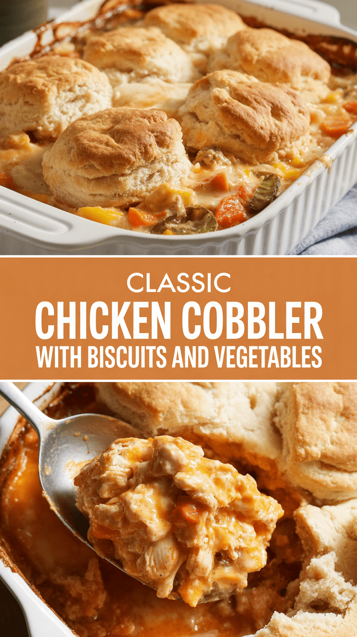 Classic Chicken Cobbler with Biscuits and Vegetables