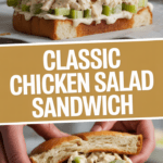 Classic chicken salad sandwich with celery and mayo
