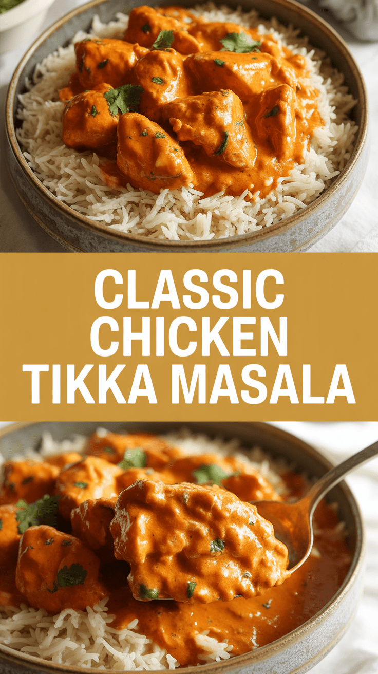Classic chicken tikka masala with basmati rice