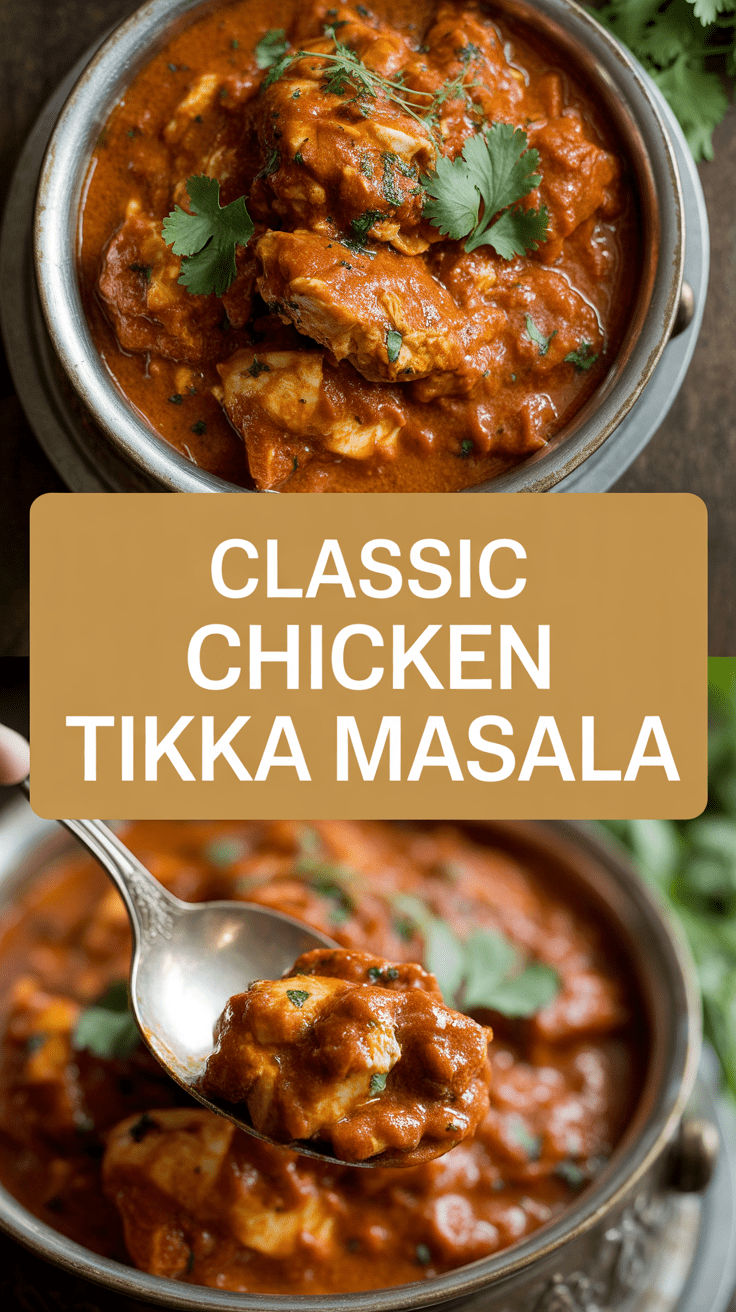 Classic chicken tikka masala with creamy tomato sauce