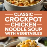 Classic crockpot chicken noodle soup with vegetables