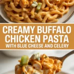 Creamy Buffalo Chicken Pasta with Blue Cheese and Celery