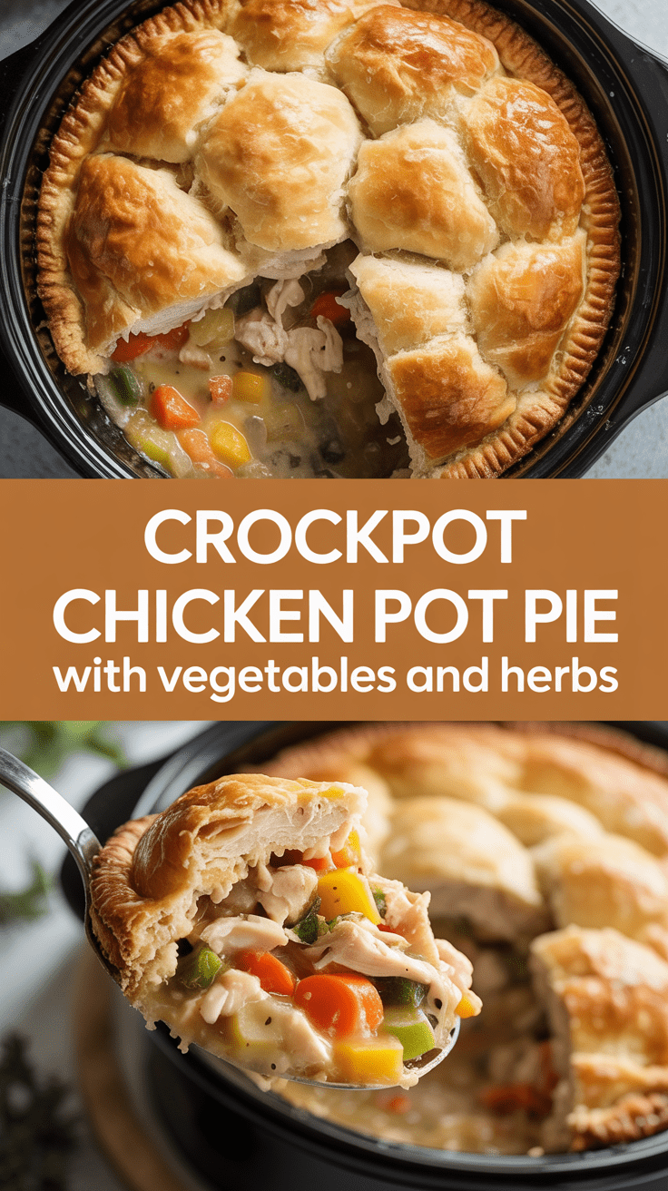 Crockpot Chicken Pot Pie with Vegetables and Herbs