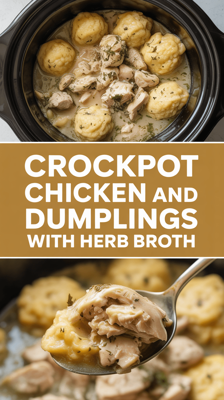 Crockpot Chicken and Dumplings with Herb Broth