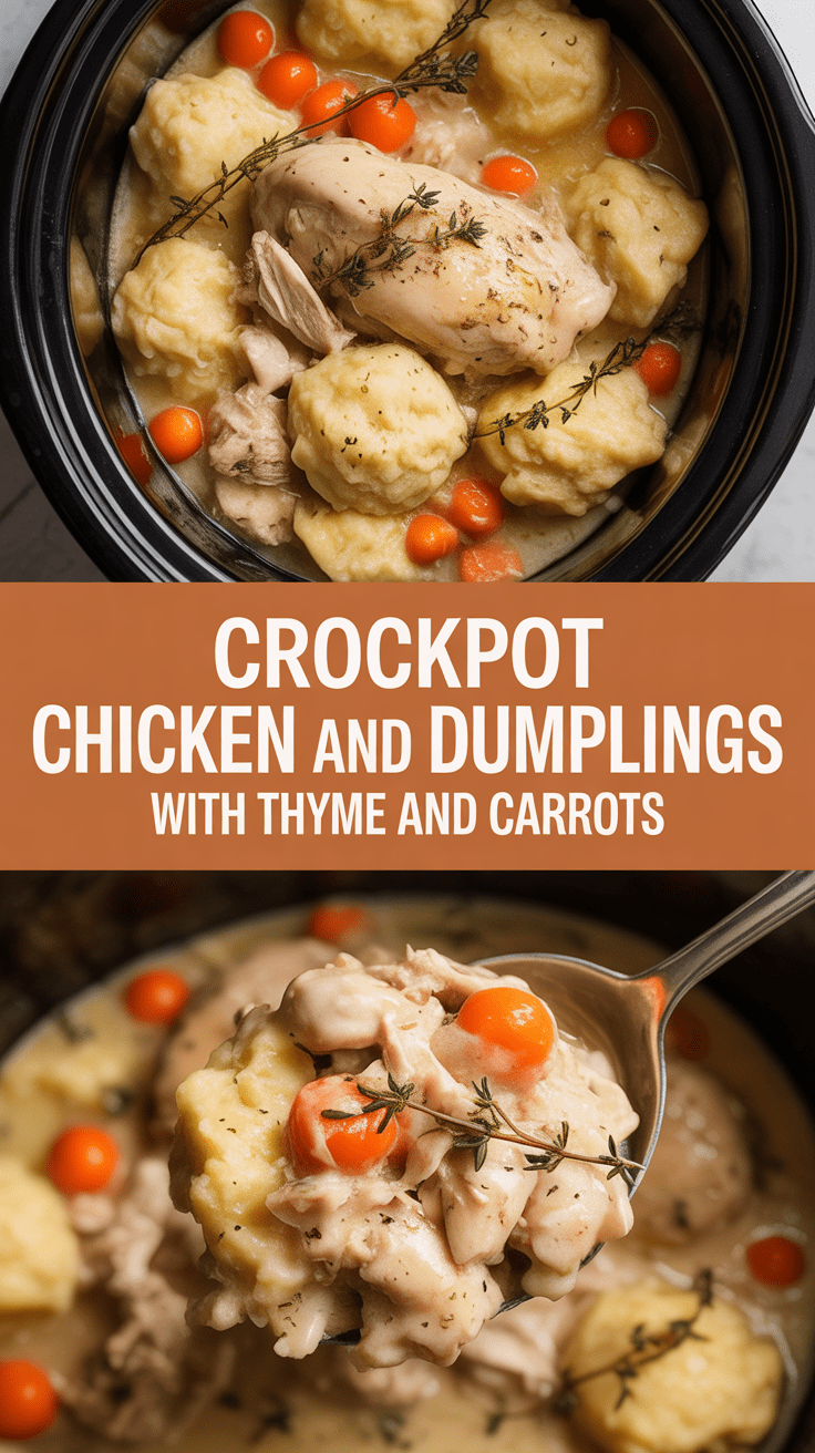 Crockpot Chicken and Dumplings with Thyme and Carrots
