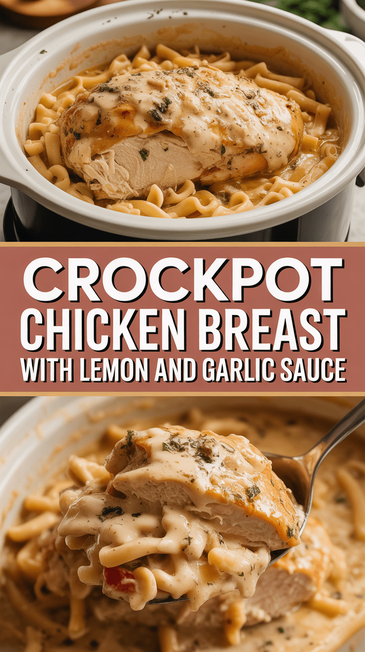 Crockpot chicken breast with lemon and garlic sauce
