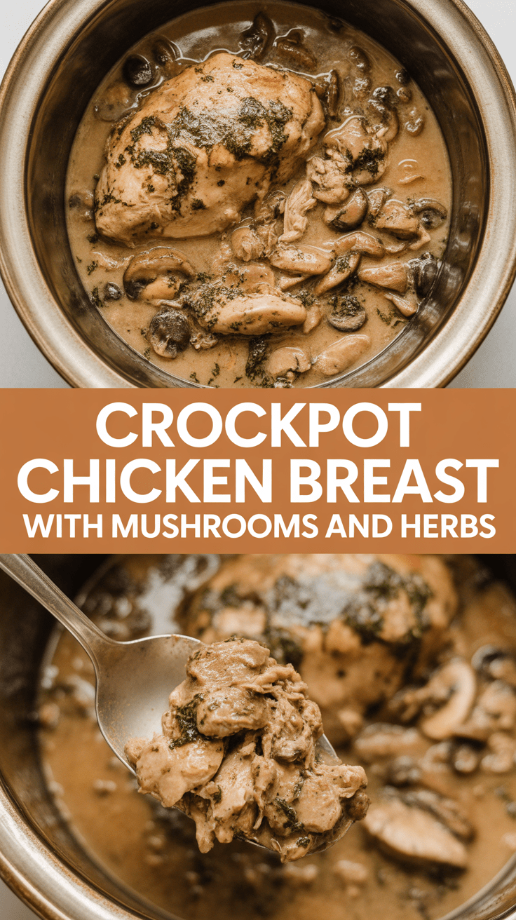 Crockpot chicken breast with mushrooms and herbs