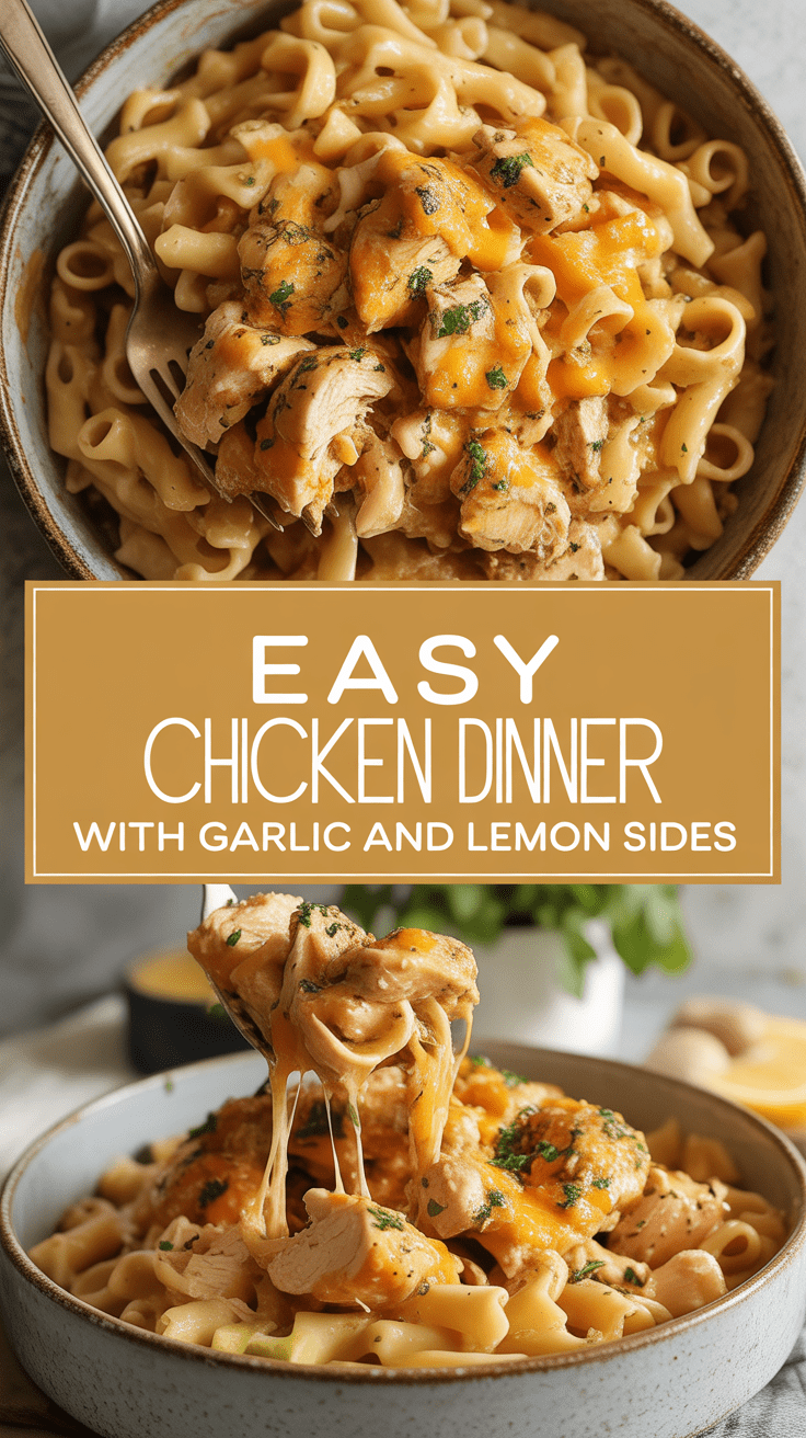 Easy chicken dinner with garlic and lemon sides