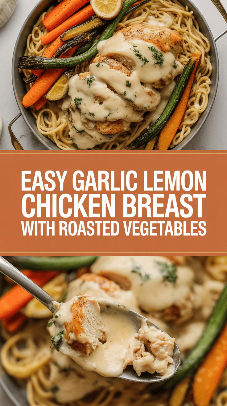 Easy garlic lemon chicken breast with roasted vegetables