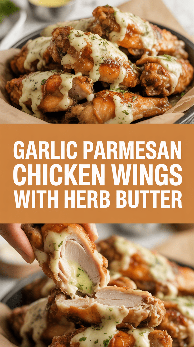 Garlic Parmesan Chicken Wings with Herb Butter