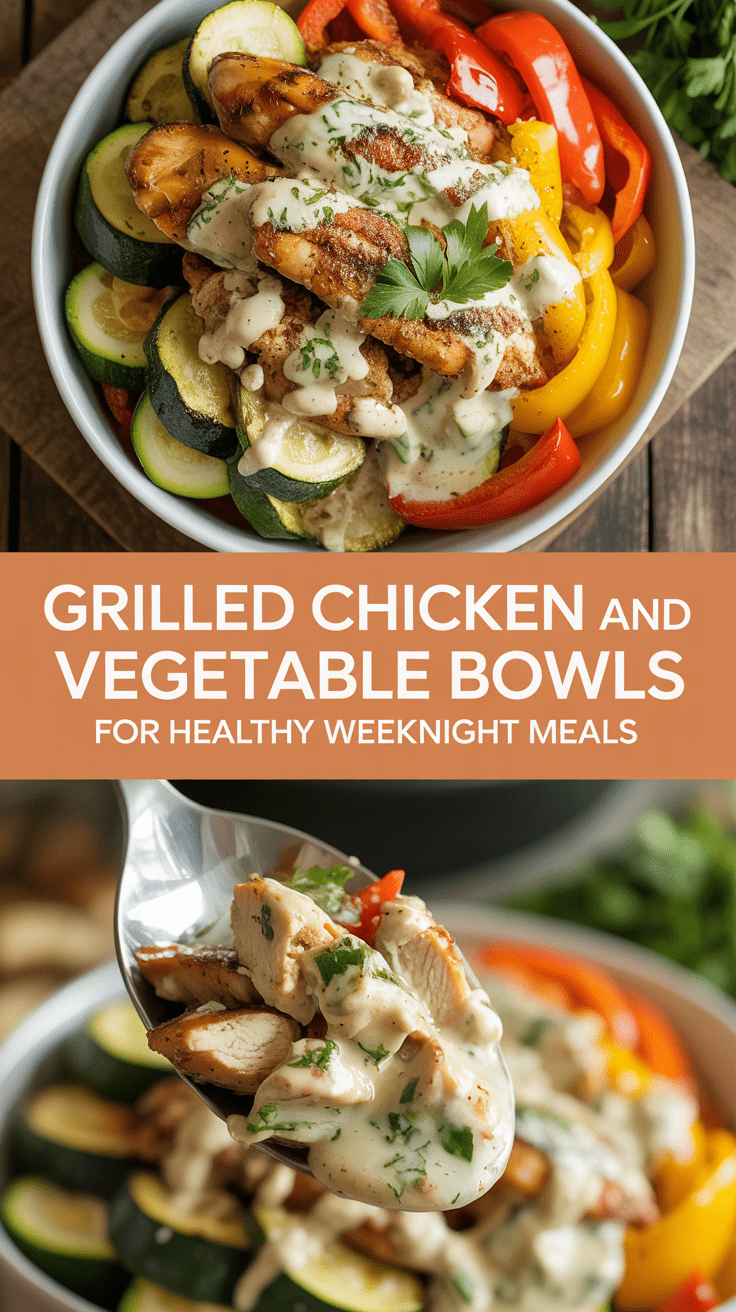 Grilled chicken and vegetable bowls for healthy weeknight meals