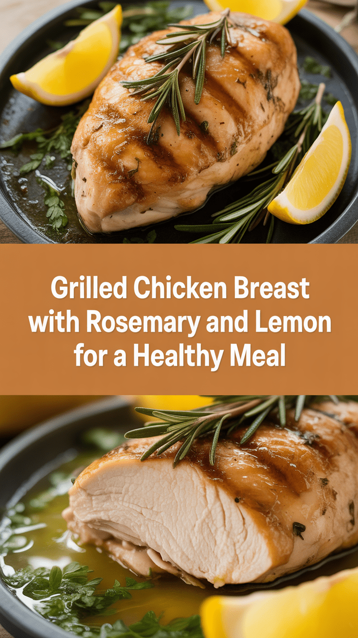 Grilled chicken breast with rosemary and lemon for a healthy meal