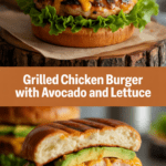 Grilled chicken burger with avocado and lettuce