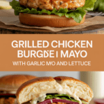 Grilled chicken burger with garlic mayo and lettuce