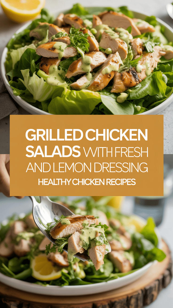 Grilled chicken salads with fresh herbs and lemon dressing healthy chicken recipes