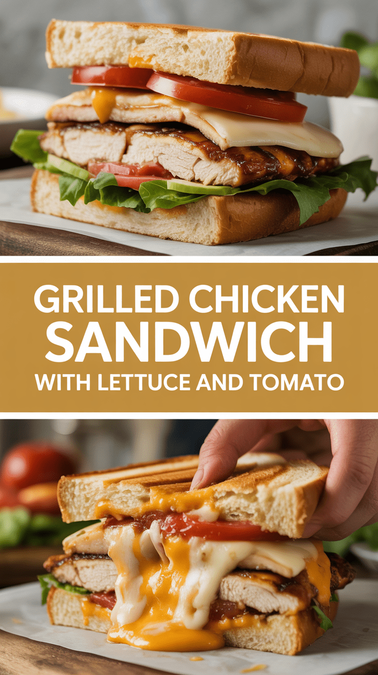 Grilled chicken sandwich with lettuce and tomato