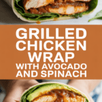 Grilled chicken wrap with avocado and spinach