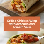 Grilled chicken wrap with avocado and tomato salsa