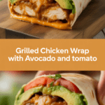 Grilled chicken wrap with avocado and tomato