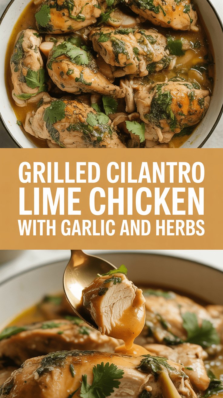 Grilled cilantro lime chicken with garlic and herbs