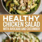 Healthy chicken salad with avocado and cucumber