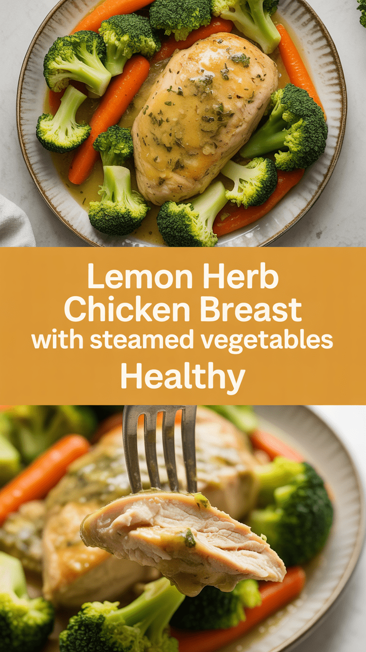 Lemon Herb Chicken Breast with Steamed Vegetables Healthy