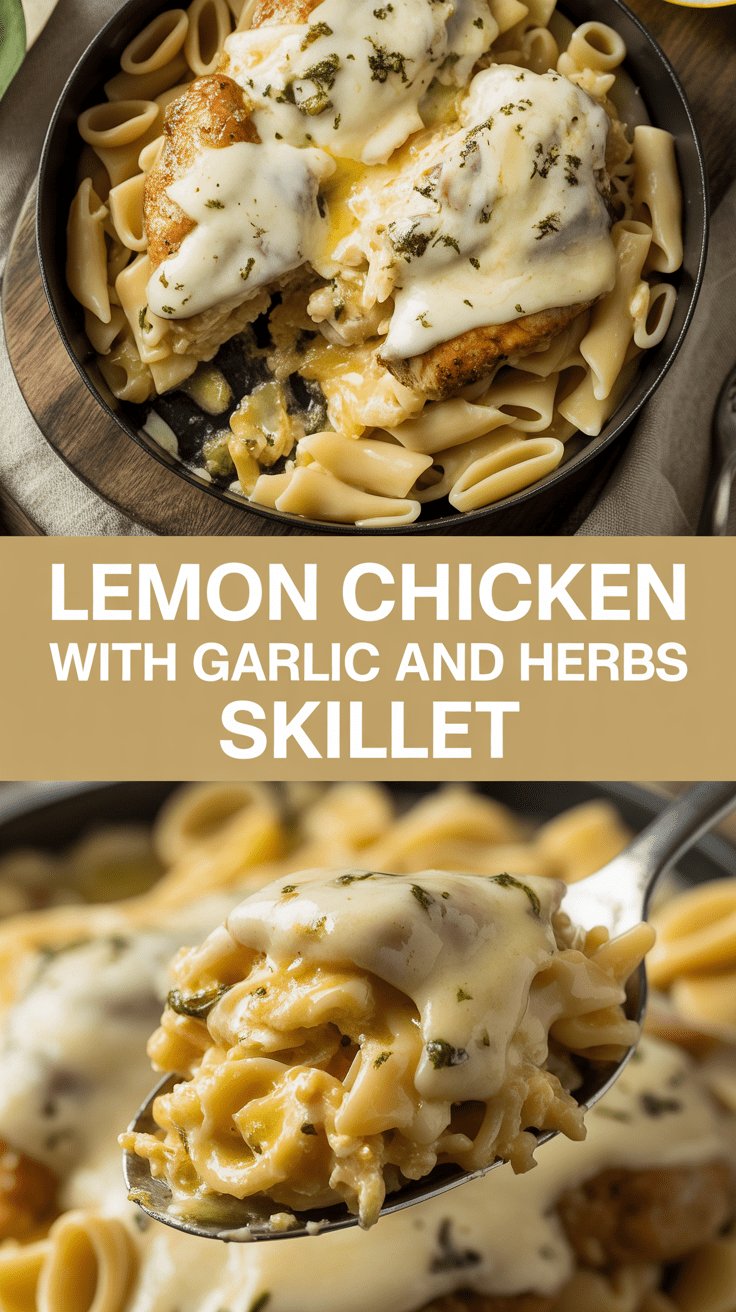 Lemon chicken with garlic and herbs skillet