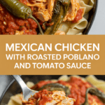 Mexican chicken with roasted poblano and tomato sauce
