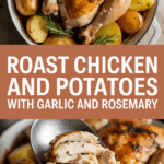 Roast chicken and potatoes with garlic and rosemary