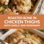 Roasted bone in chicken thighs with garlic and rosemary