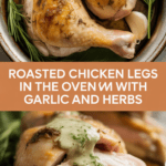 Roasted chicken legs in the oven with garlic and herbs