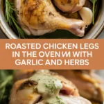 Roasted chicken legs in the oven with garlic and herbs