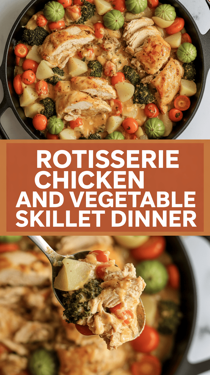 Rotisserie chicken and vegetable skillet dinner
