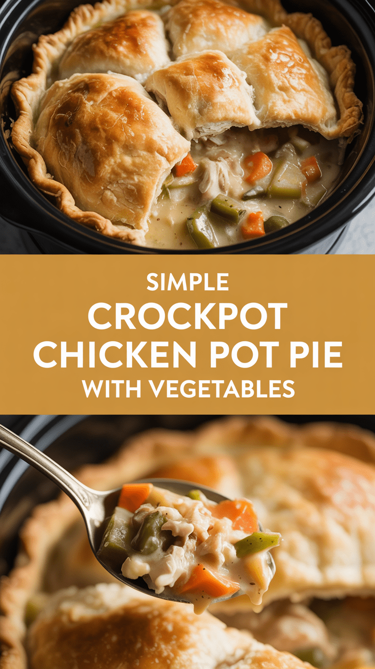 Simple Crockpot Chicken Pot Pie with Vegetables