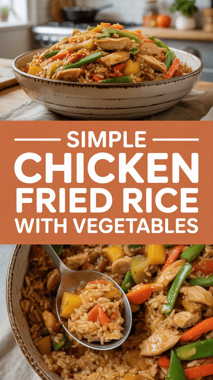 Simple chicken fried rice with vegetables